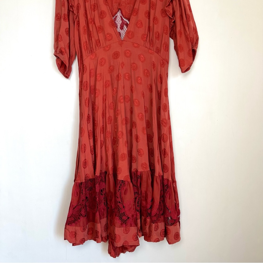 Free People Stevie Bobo Burnt Orange Red Midi Dress - Picture 7 of 14